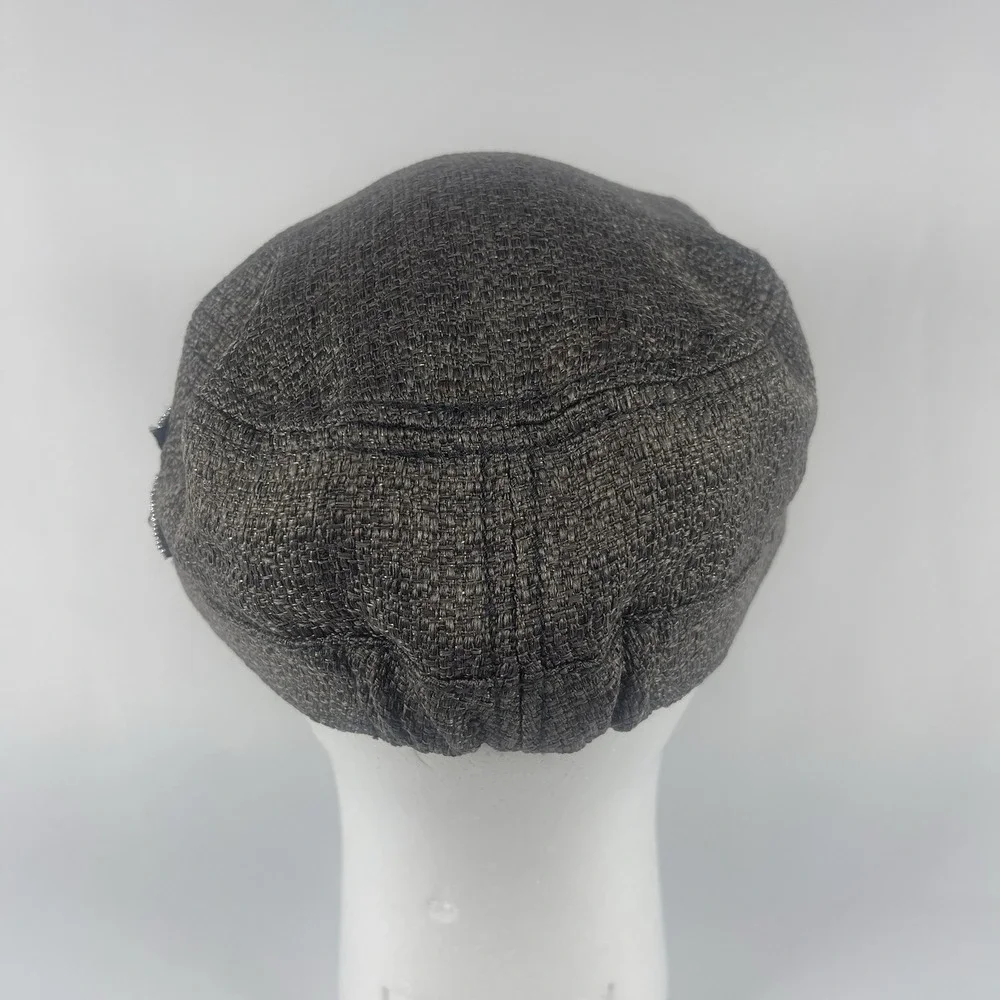 Cadet Hat Cap Women's Gray Embellished Beaded Flower Design Rhinestone Military